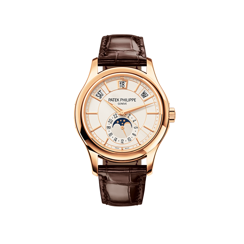 Calendario Anual 5205R de Patek Philippe en oro rosa con esfera blanca opalina