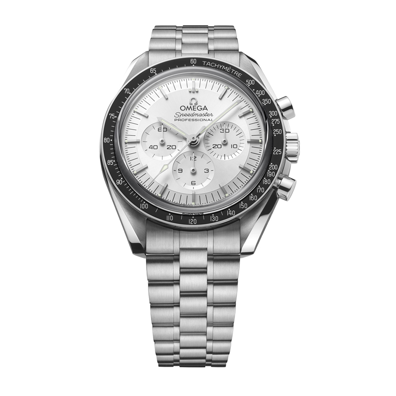 Reloj Omega Speedmaster Moonwatch con brazalete y caja en oro Sedna