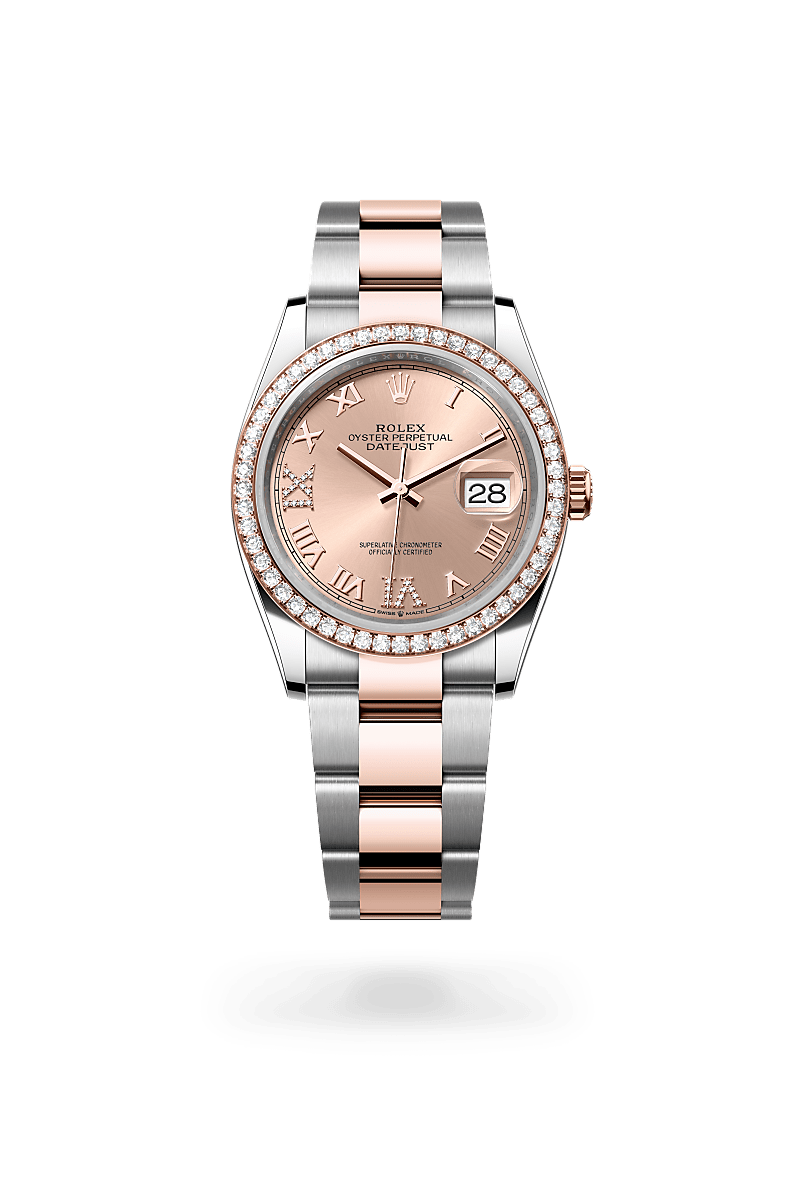 Rolex Datejust 36, Oyster, 36 mm, Oystersteel, Everose gold and diamonds