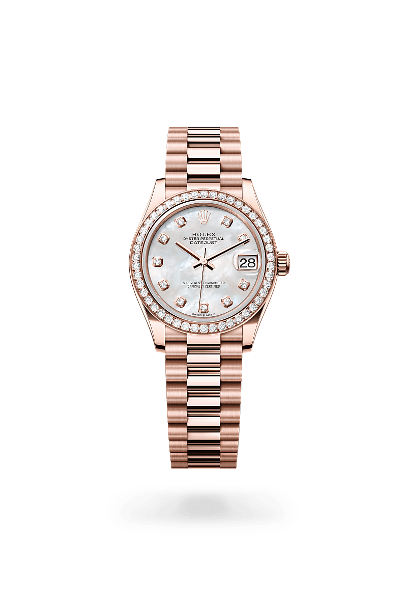 Rolex Datejust 31, Oyster, 31 mm, oro Everose y diamantes