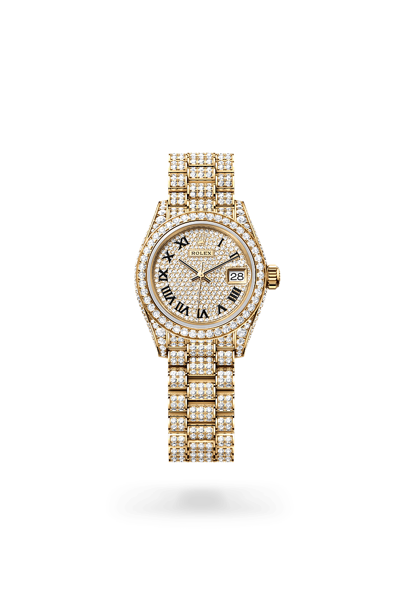 Rolex Lady-Datejust, Oyster, 28 mm, oro amarillo y diamantes